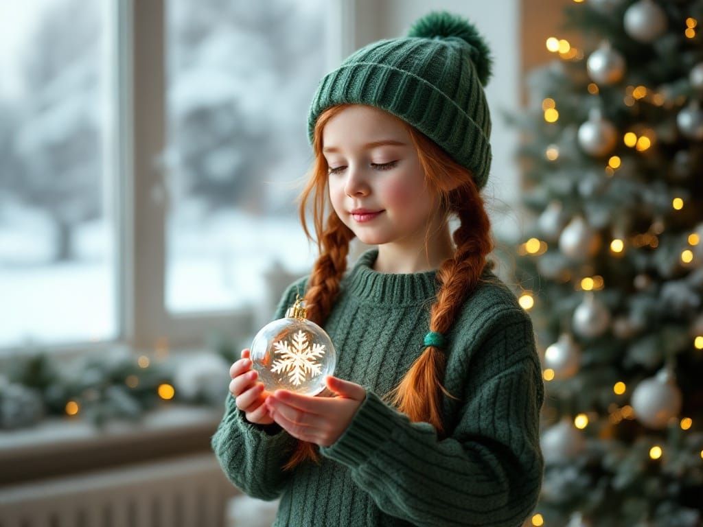 Young Girl in Festive Christmas Wonderland