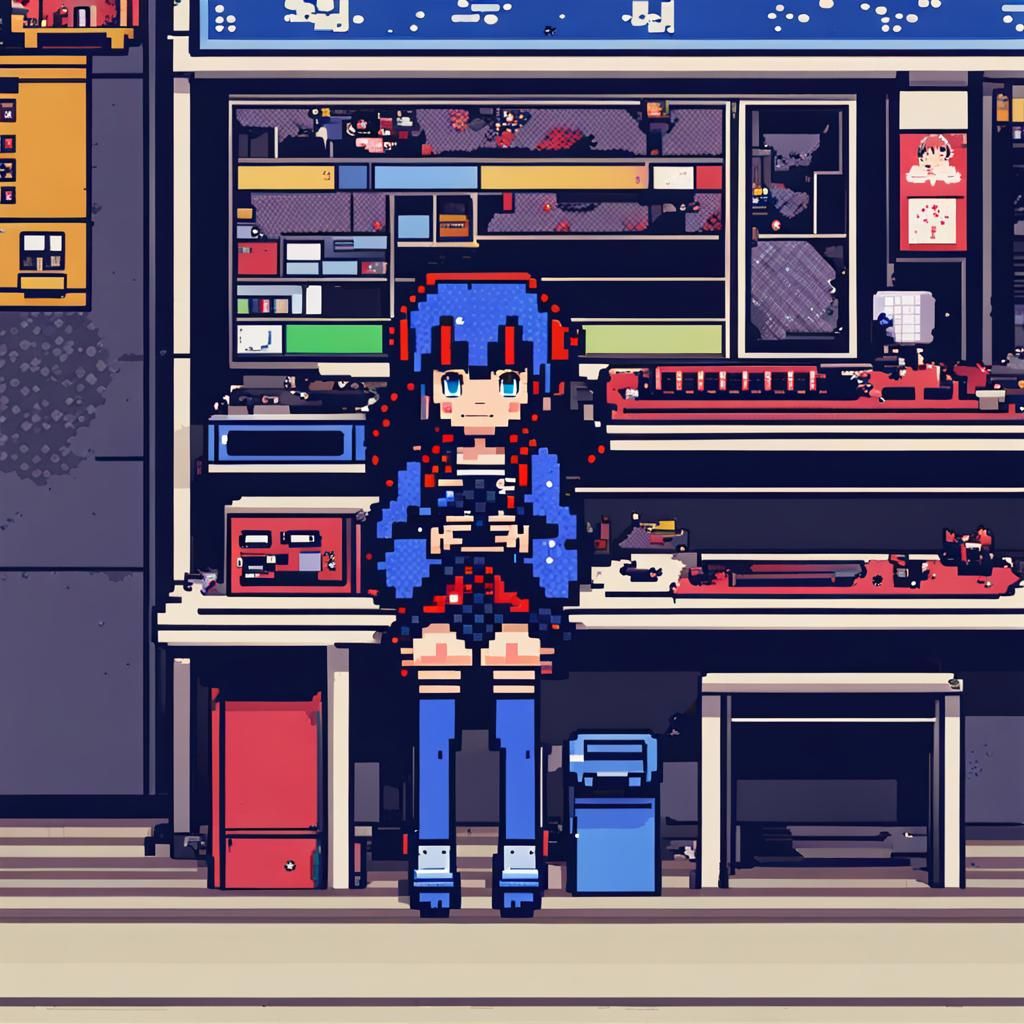 8-Bit Anime Girl: Retro Gaming Style