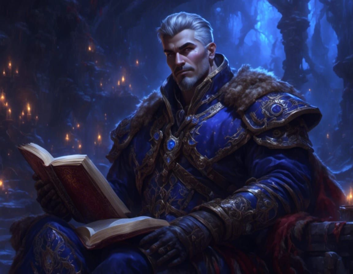 Khadgar Reading a Book in Hyperreal Style