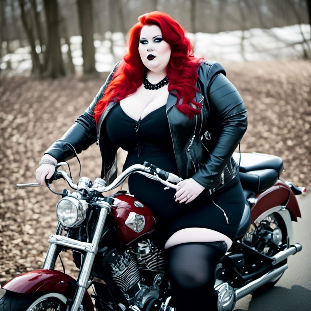 Curvy Woman on Motorcycle