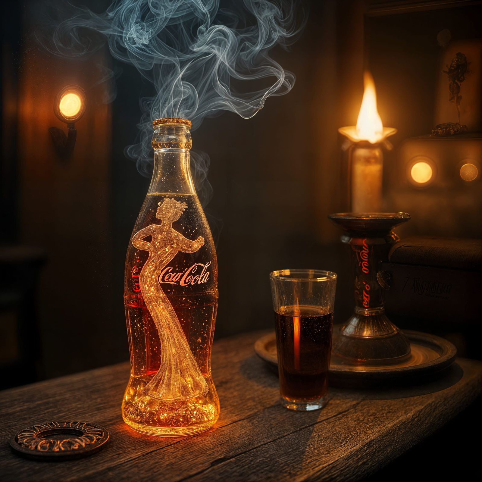 Coca-Cola Bottle Embers Form Dancing Woman