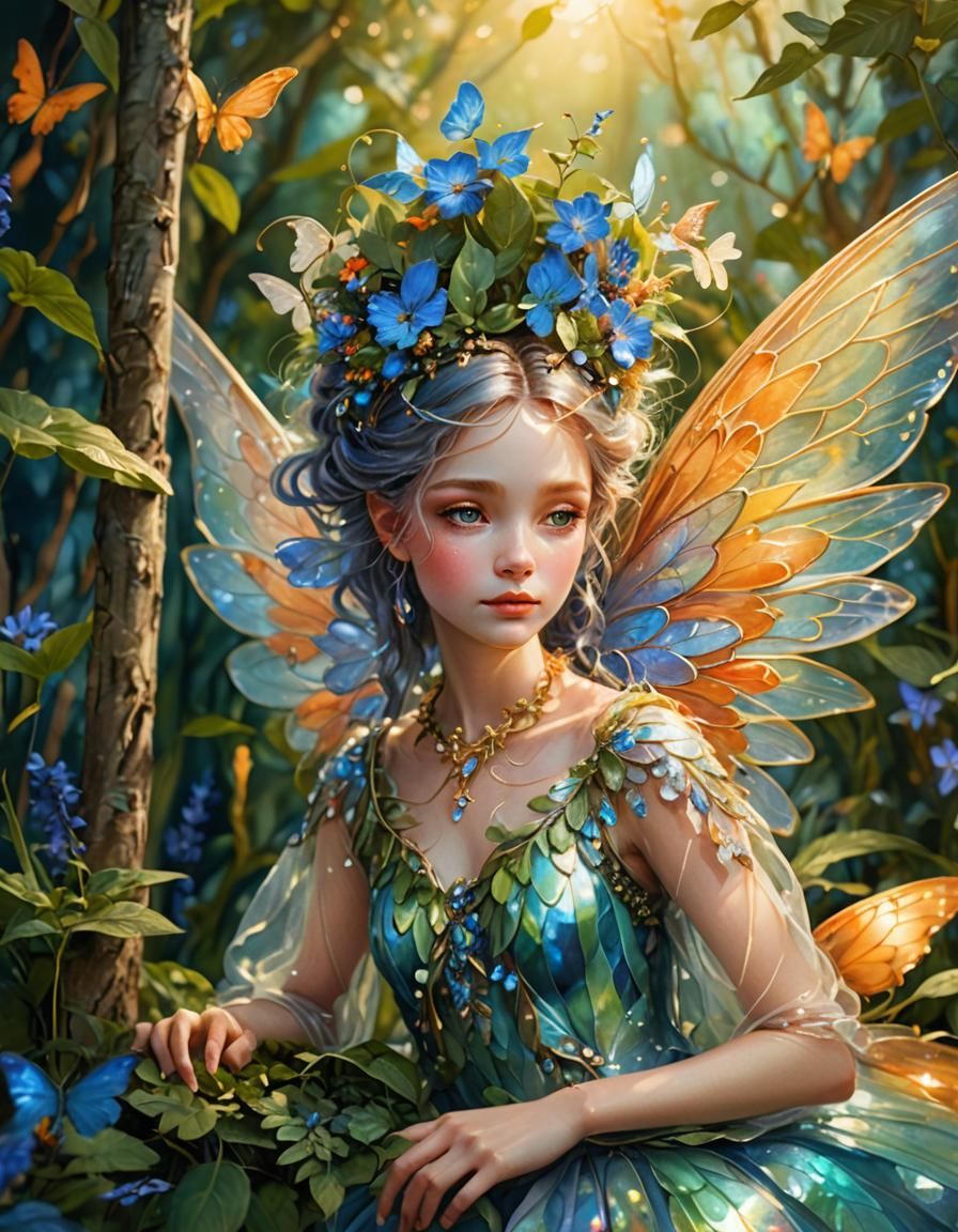 Enchanting Fairy Portrait in Watercolor Style