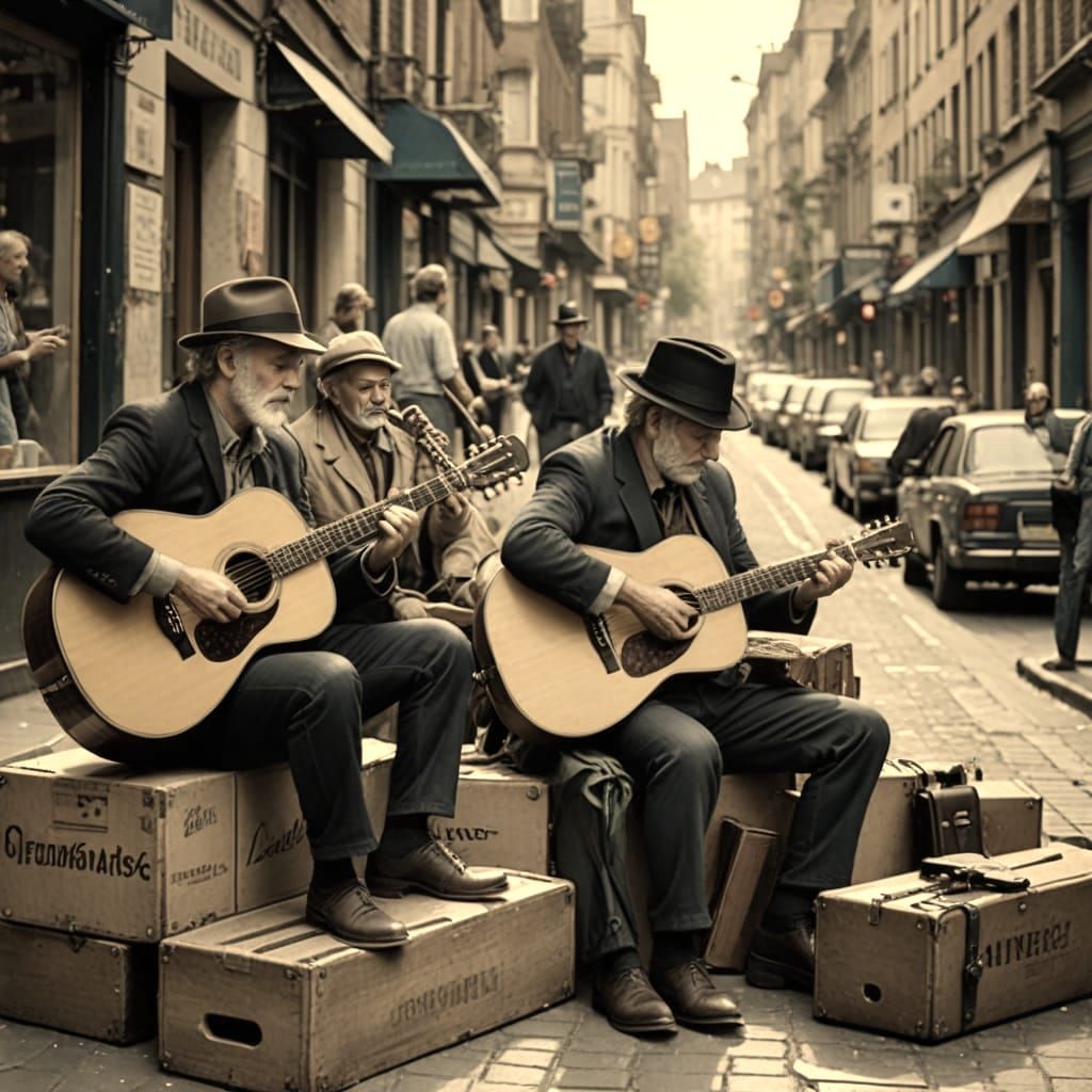 Soulful Street Musicians in a Bluesy Scene