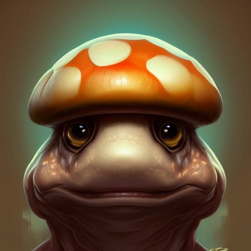 Toad Mushroom Portrait by Rutkowski, Artgerm, and Mucha
