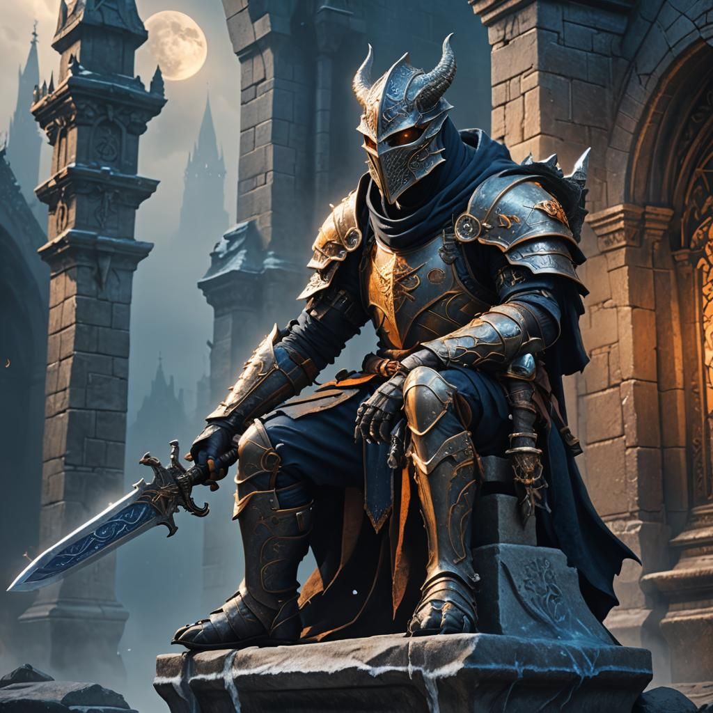 Dragonborn Paladin Thief in Ethereal Moonlight