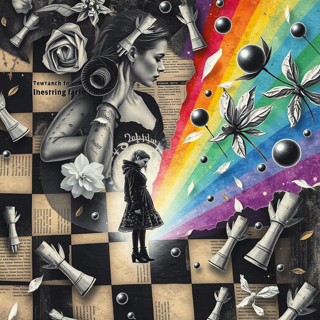 Dada-Inspired Photogram Collage with Flowers and Figure