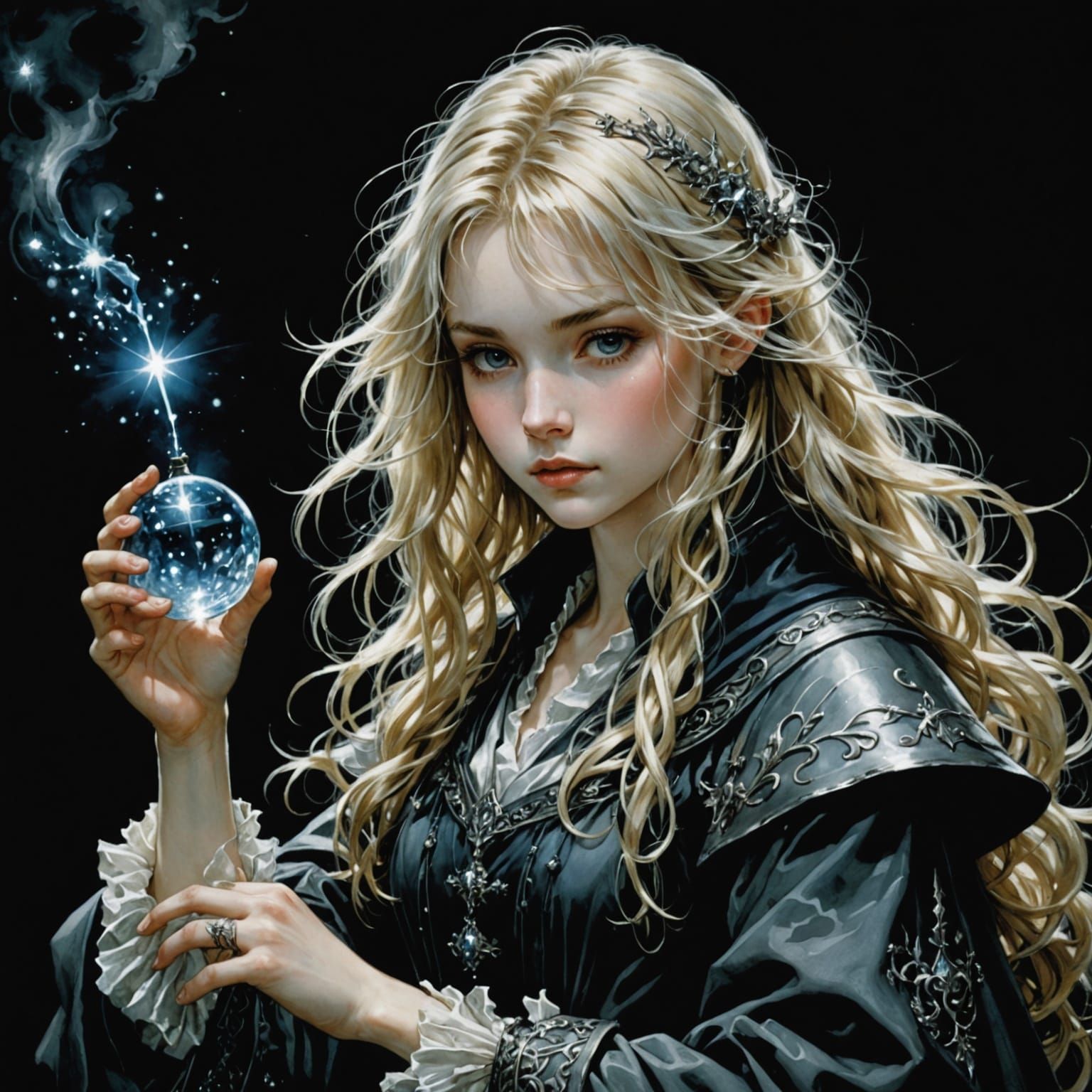 Blond Wizard Girl with Sparkle Potion