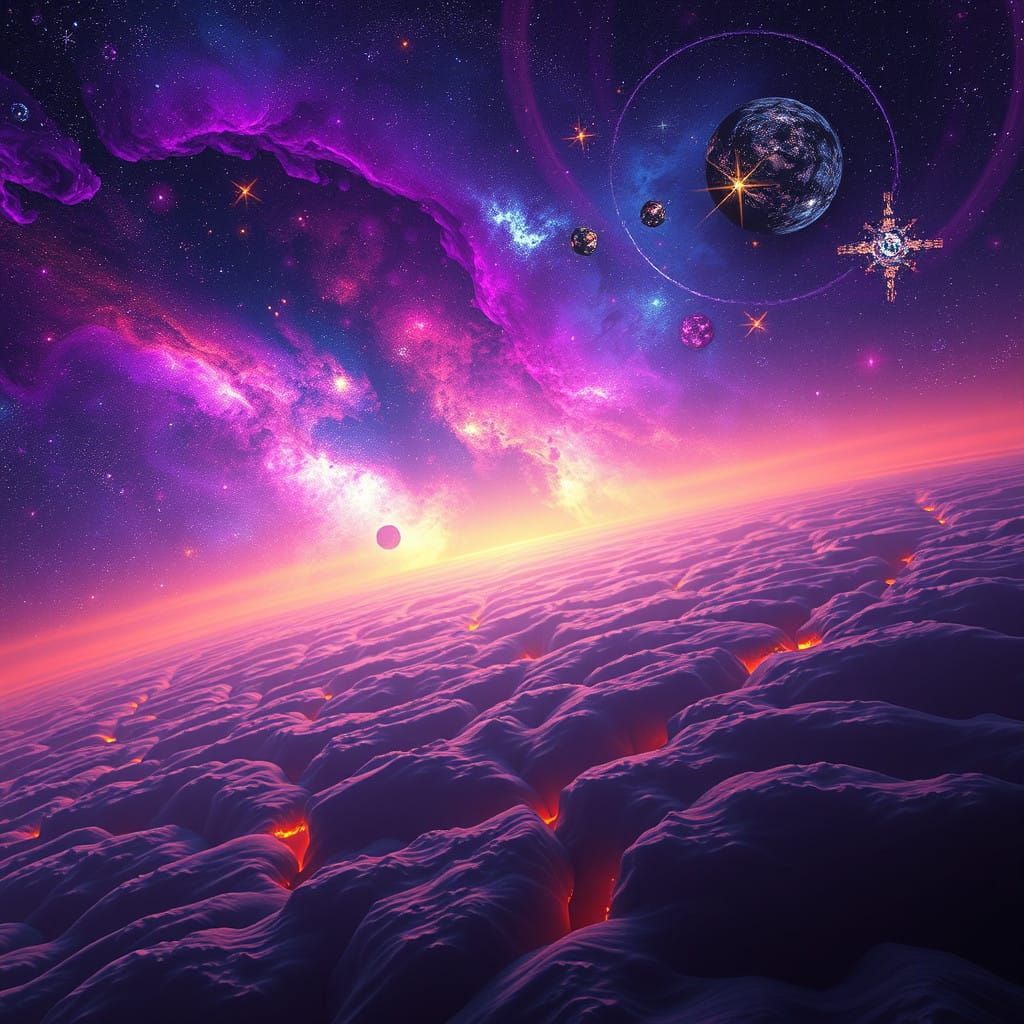 Cosmic Universe Panorama in Vibrant Colors
