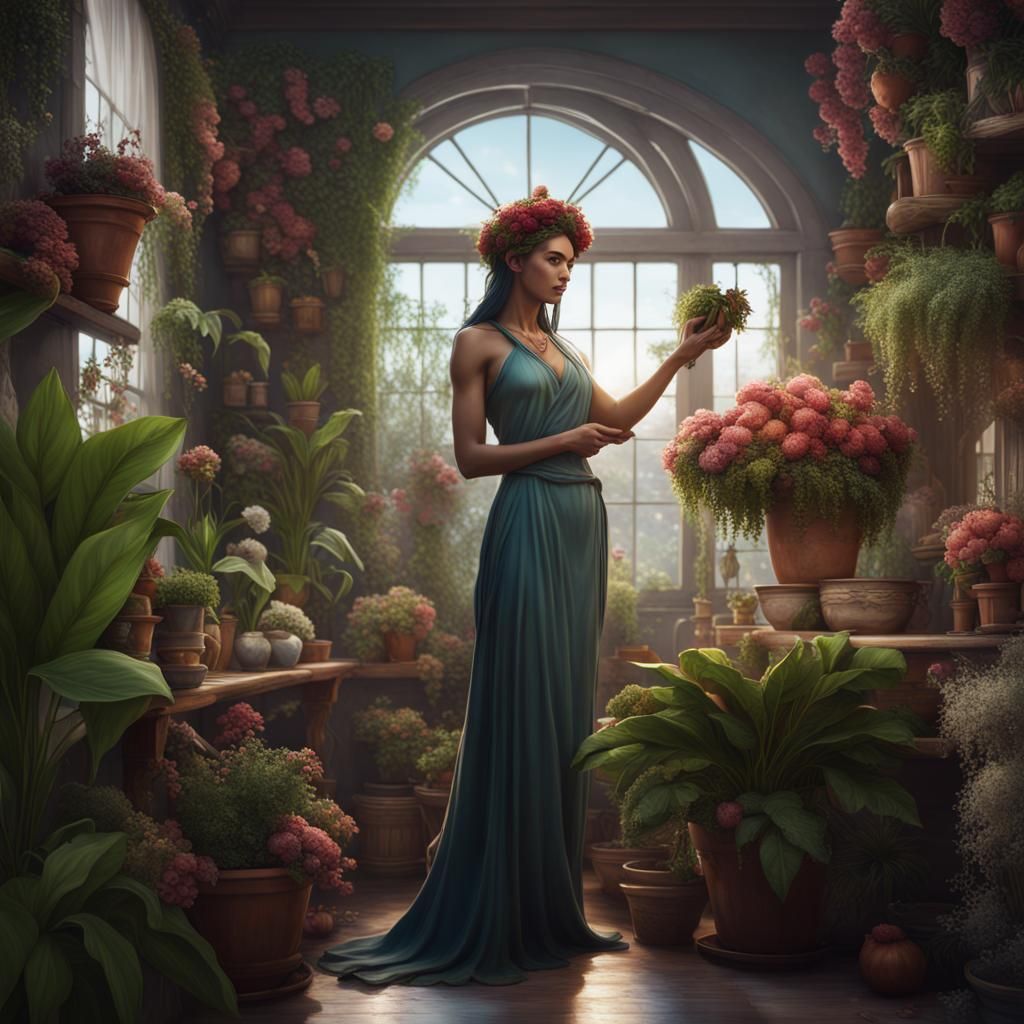 Persephone, Goddess of Spring, Cares for Plants