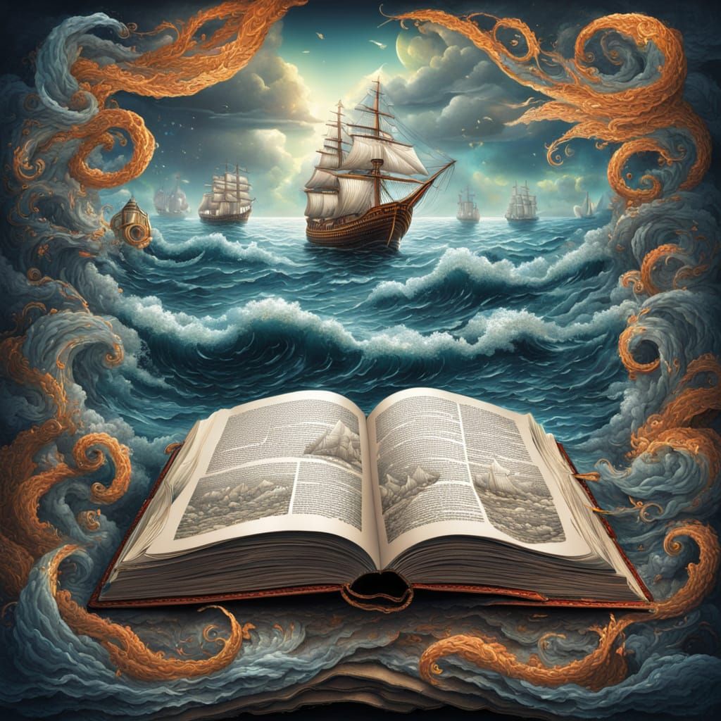 Ships Sailing on the Sea in Fantasy Style