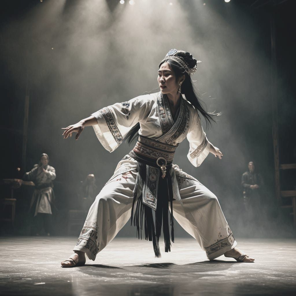 Yakut Dancer on Stage, Photo-Realist Painting