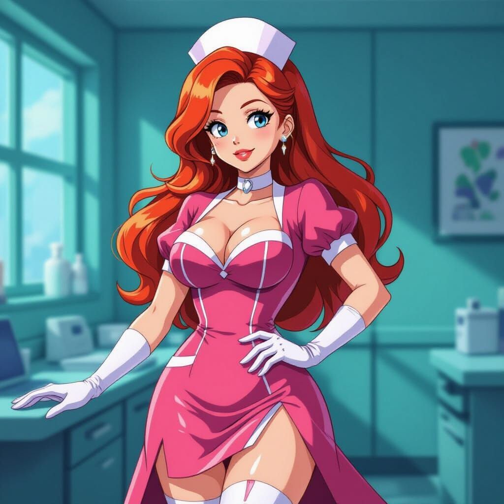 Stylized Nurse Jessica Rabbit in Manga Scan Aesthetic