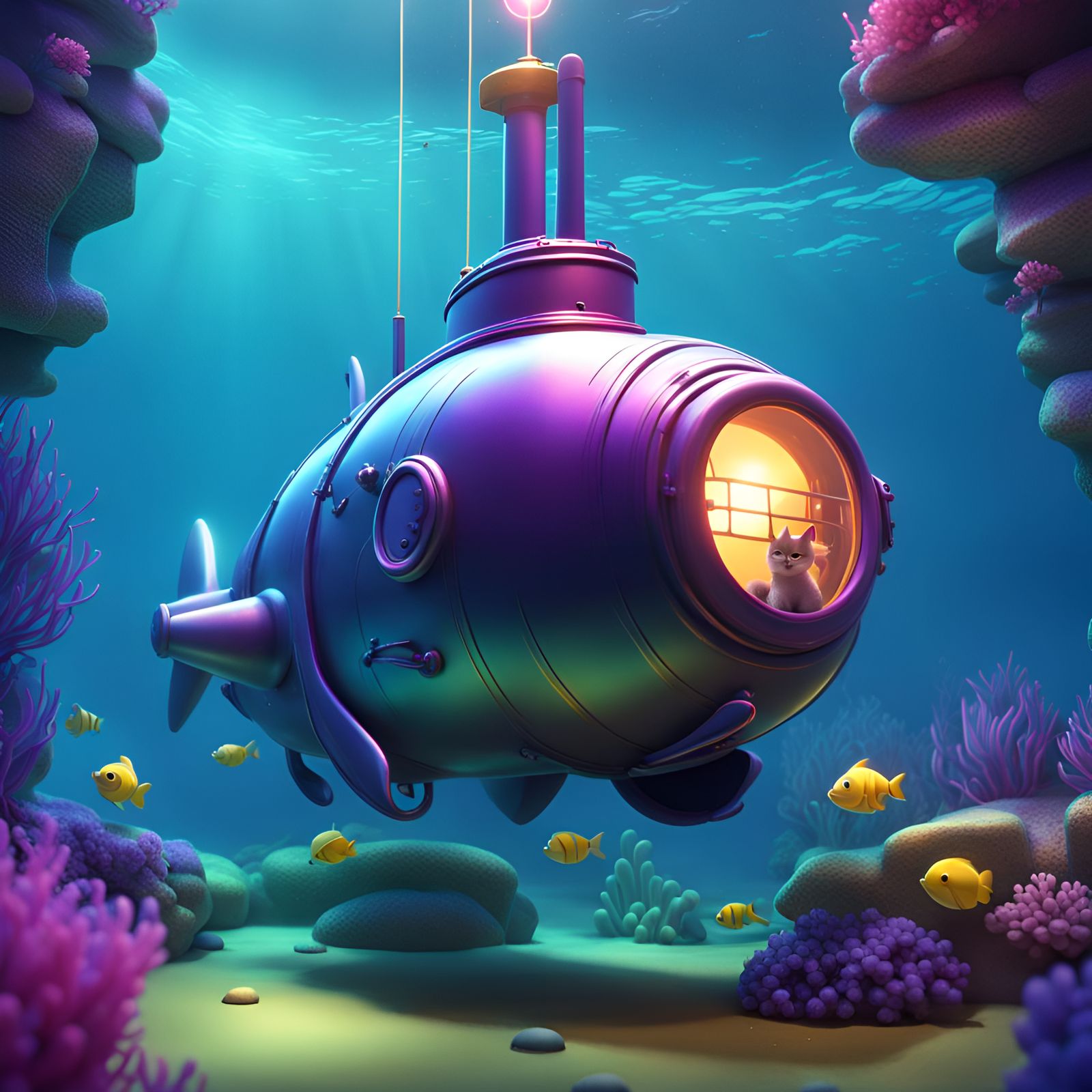 Mew the Cat's Underwater Adventure in 3D Style