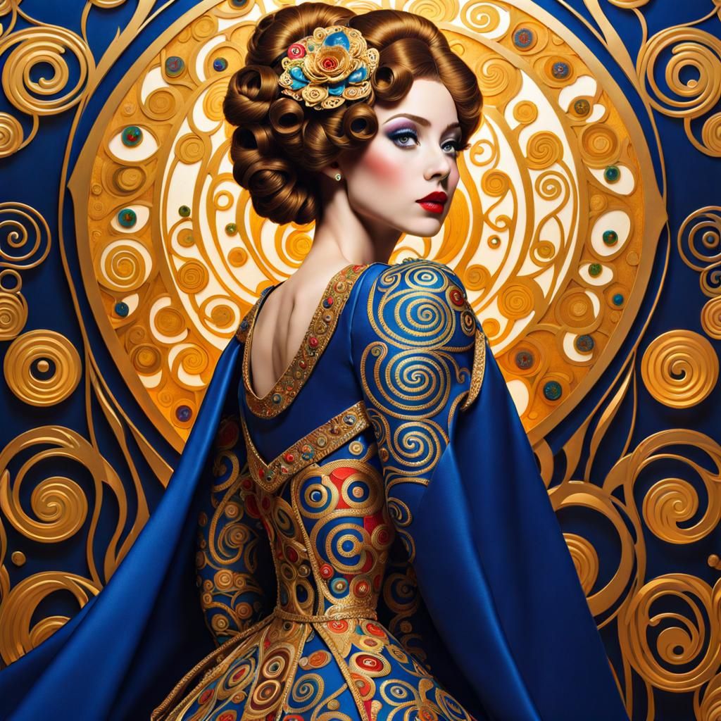 Pinup Doll in Art Nouveau Style