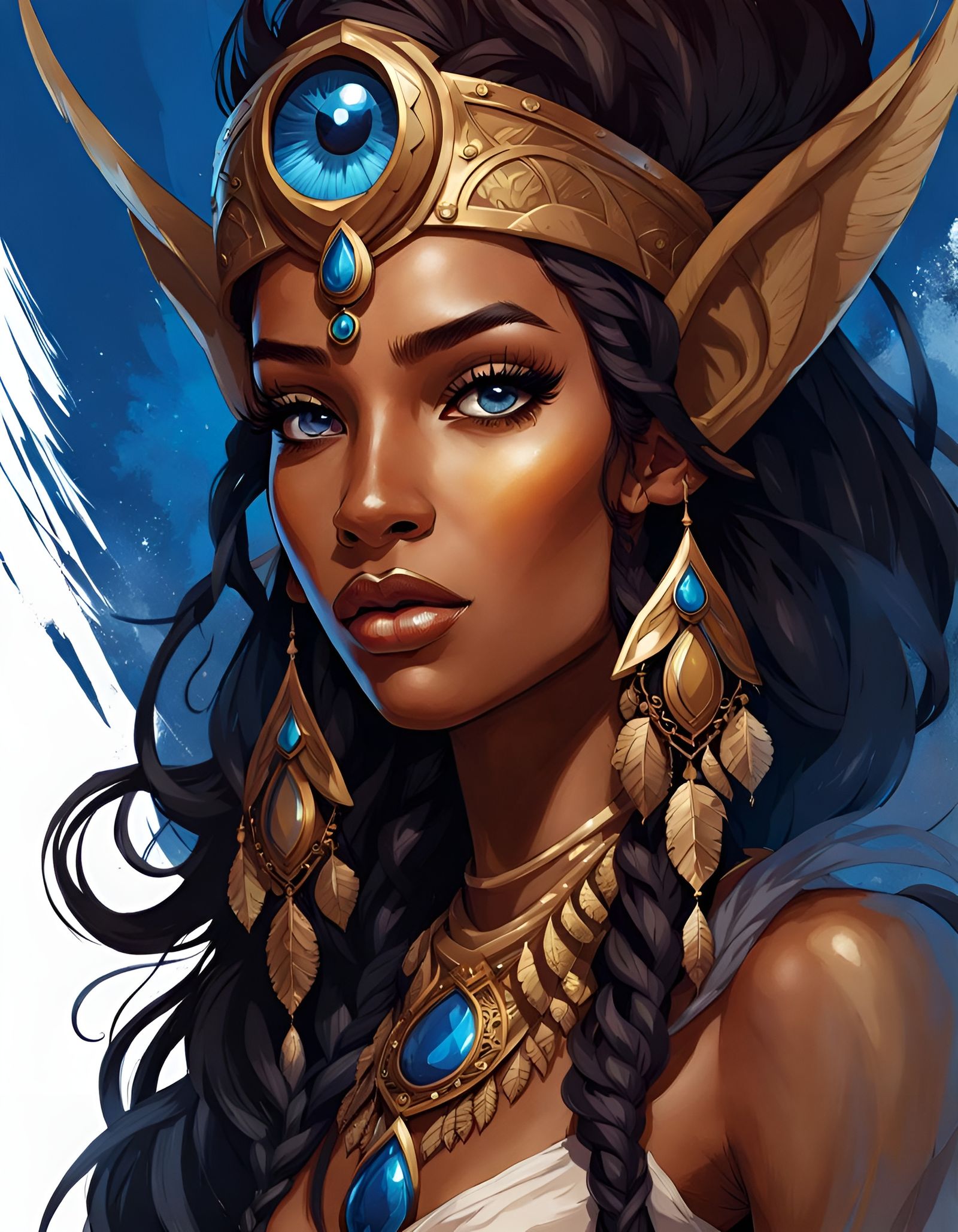 Ink Splash Portrait of a Brown-Skin Elf