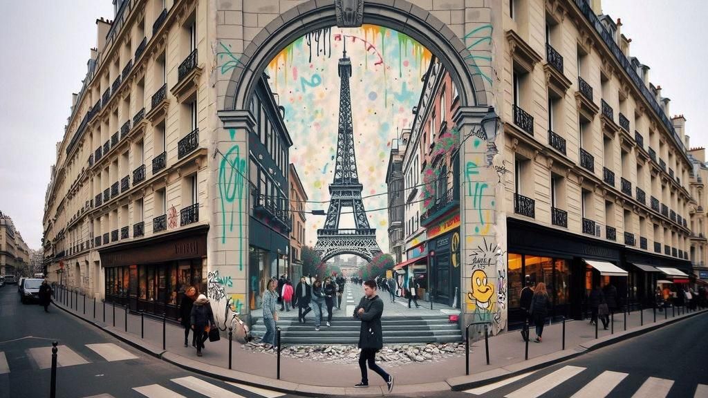 Eiffel Tower Trompe-l'oeil Street Art Mural