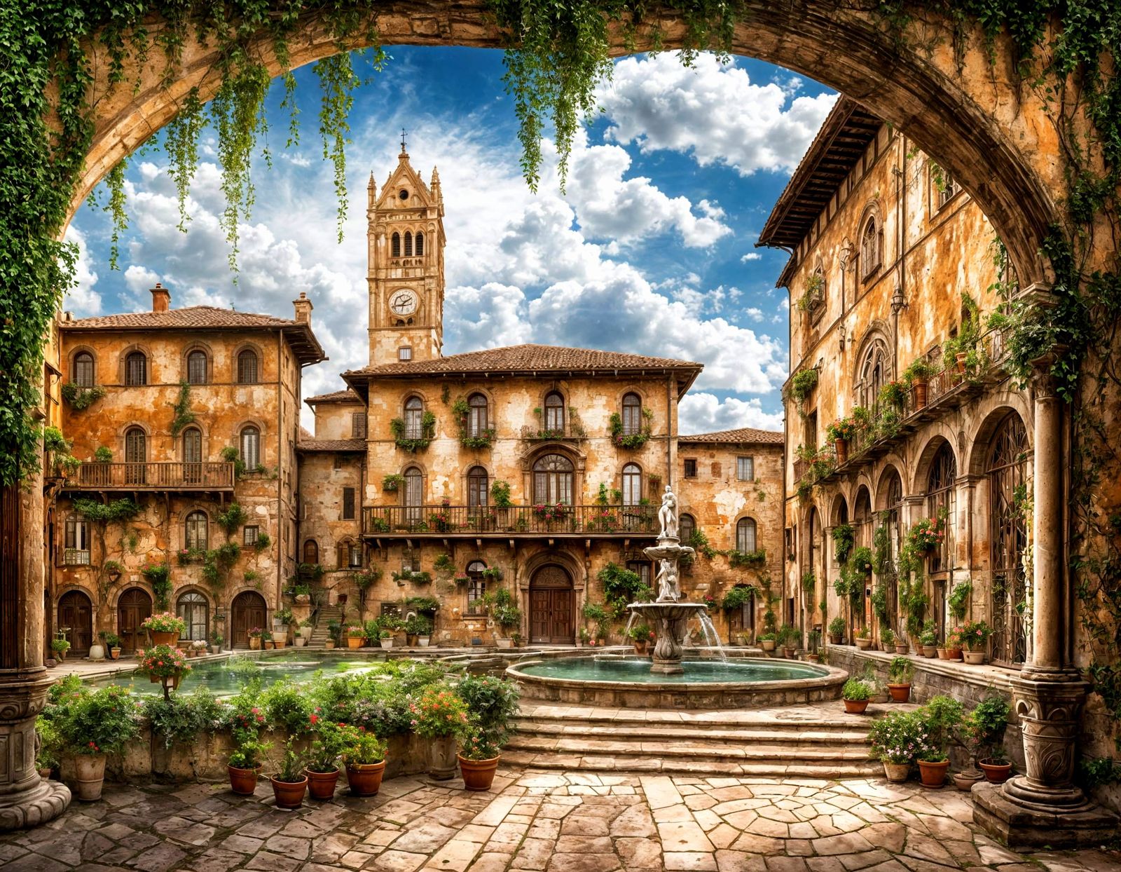 Siena Piazza Scene in Luis Royo Style