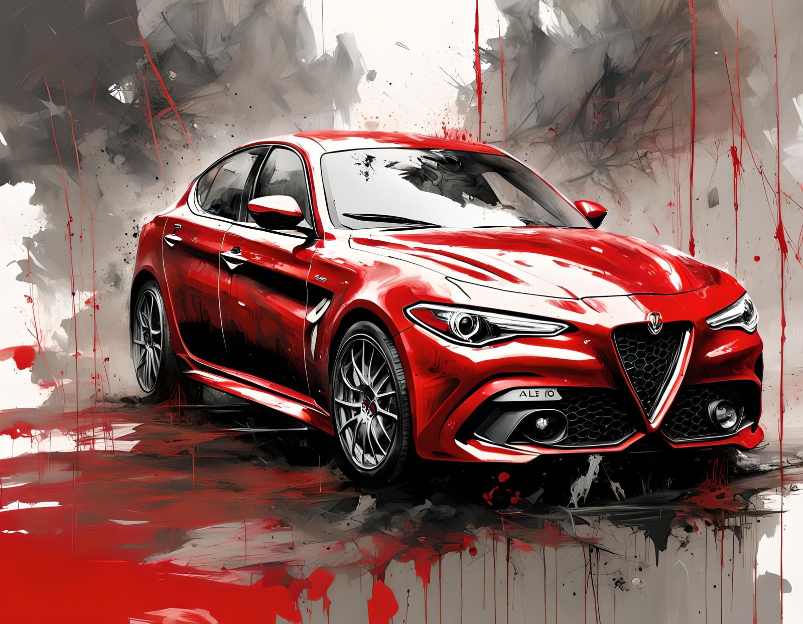 Red 2024 Alfa Romeo Giulia QV Textured Speedpaint