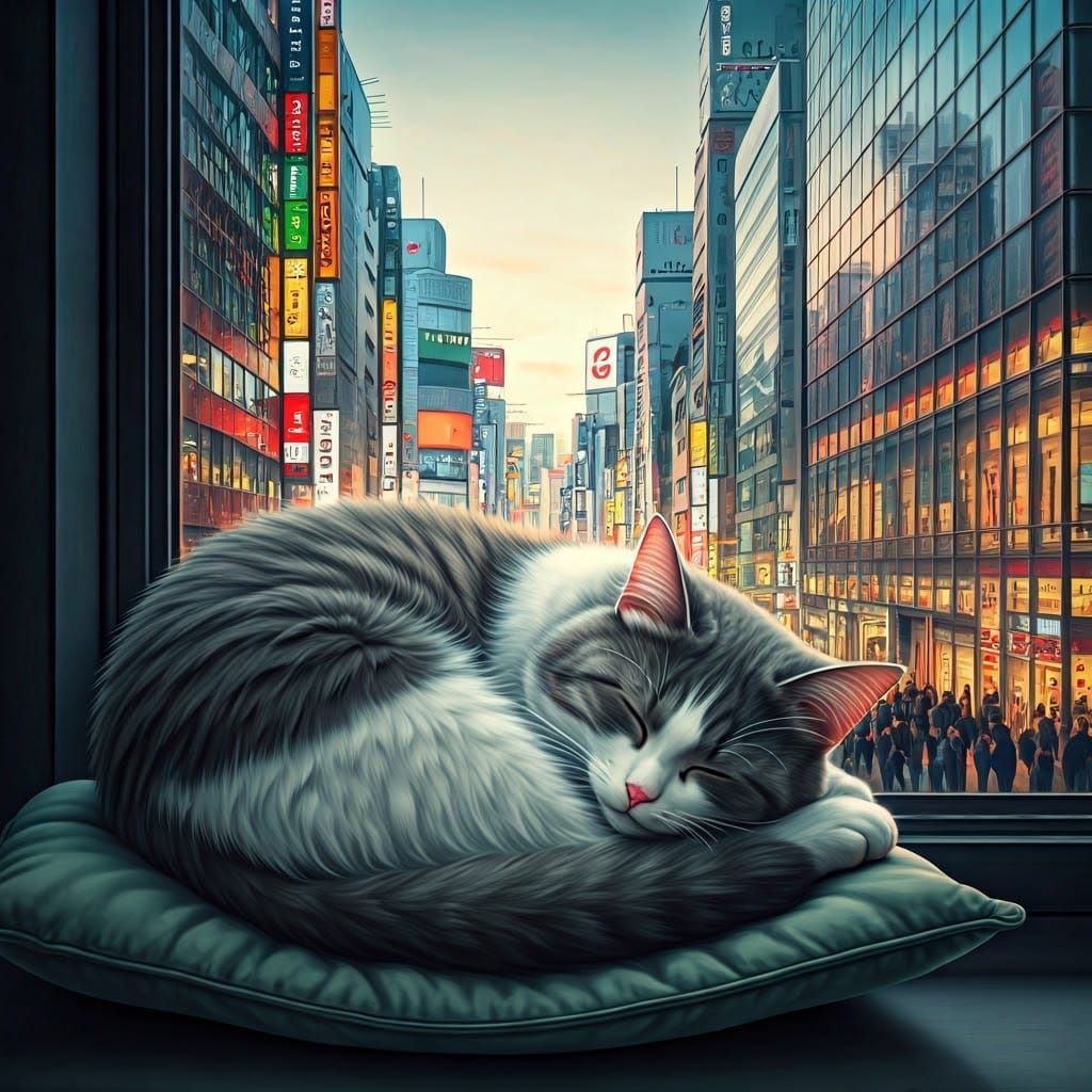 Chibi sleeping in the window