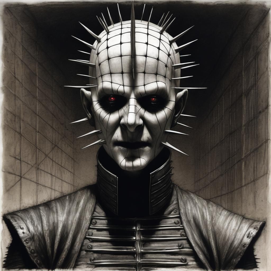 Pinhead Charcoal Portrait Behind Barricade