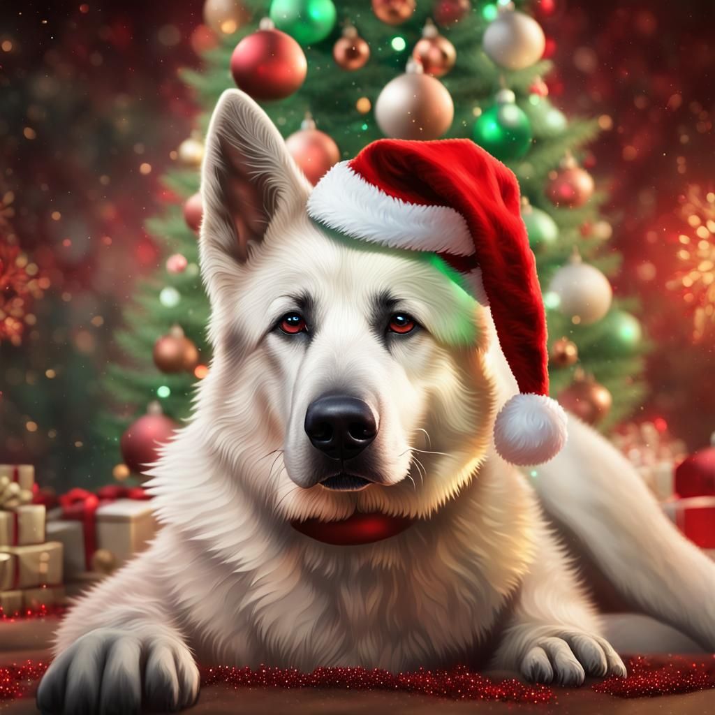 German Shepherd in Festive Fantasy Scene