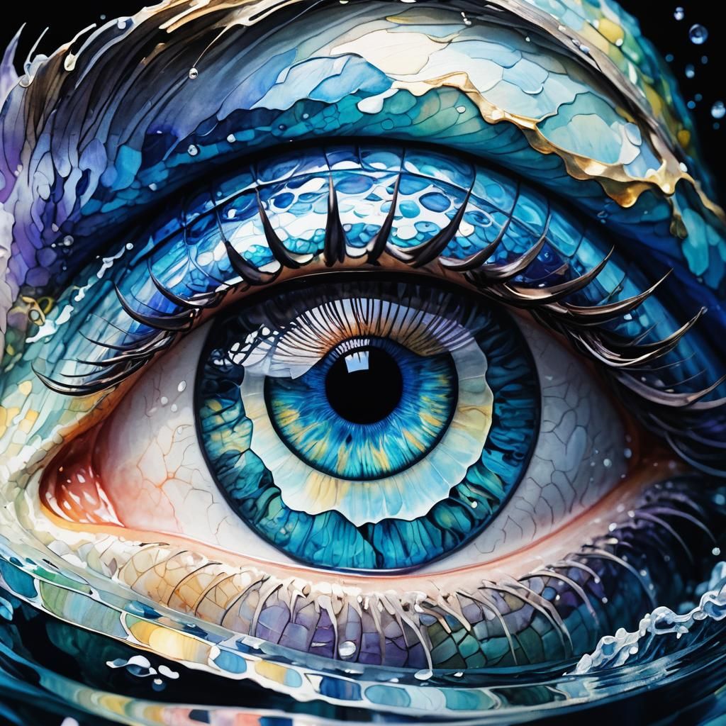 Dreamy Eye of Underwater Creature: Fantasy Seascape