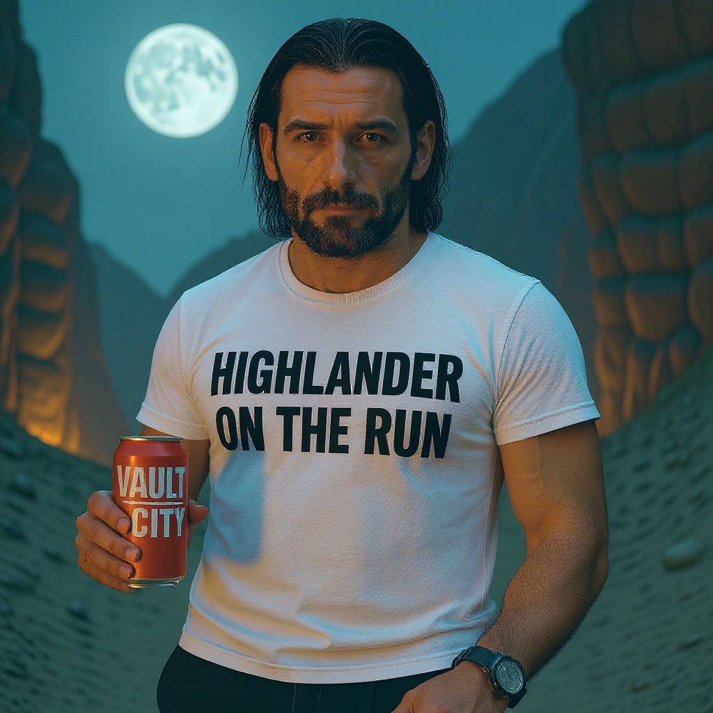 Bounty Hunter in Alien Landscape: Hyperrealistic Digital Art