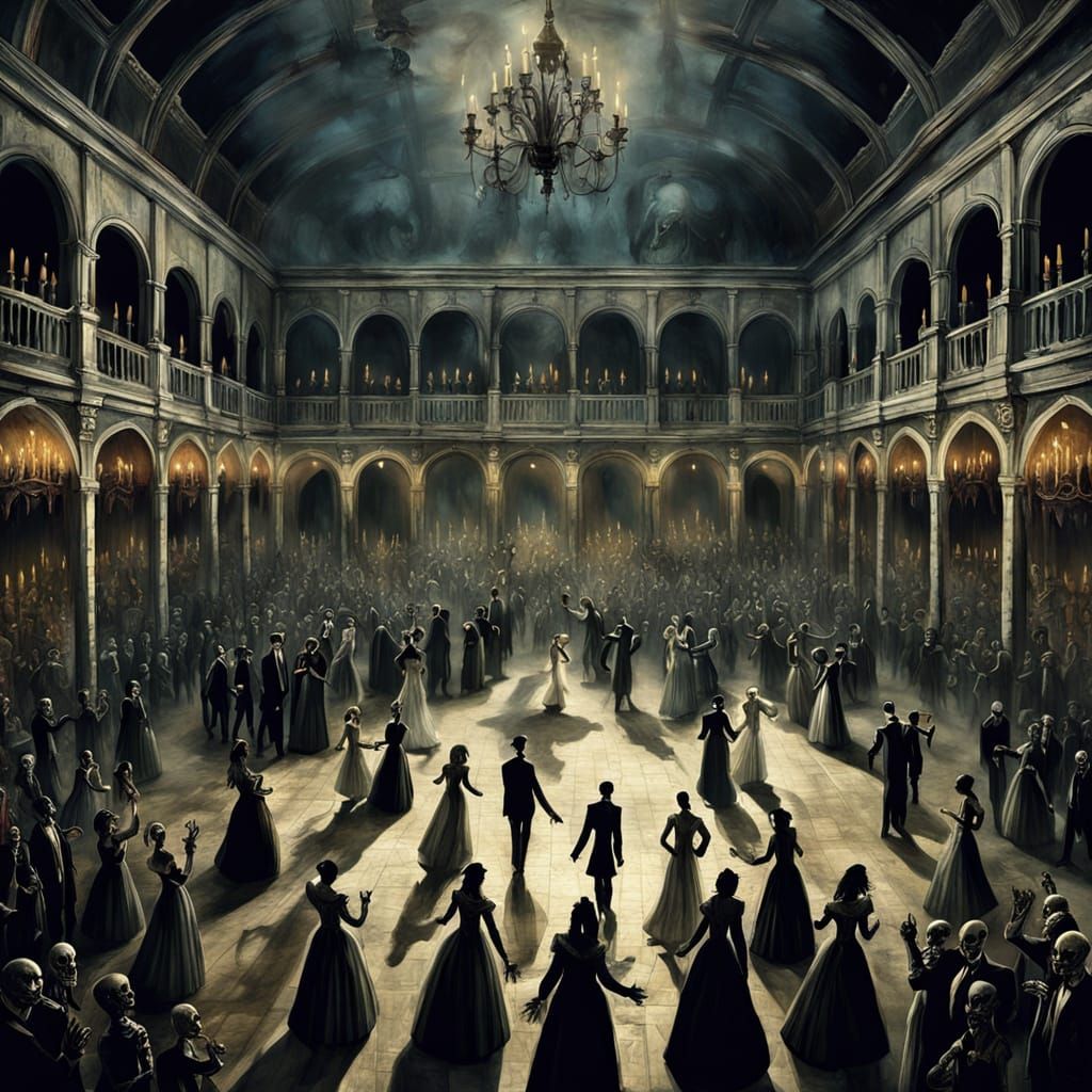 Zombie Prom Night in Creepy School Ballroom