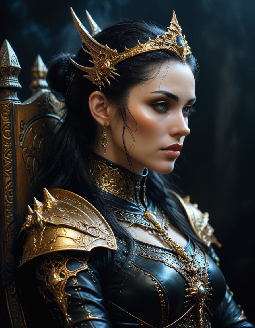 Warrior Queen Portrait in Luis Royo Style