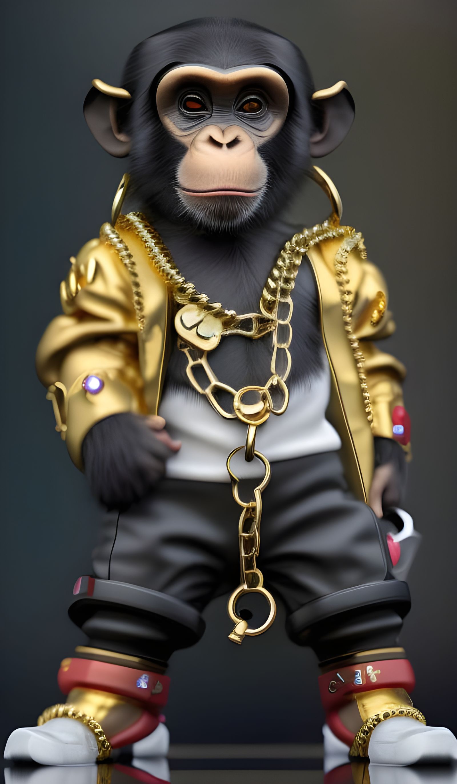 Hyperdetailed Ali G Chimpanzee in Gangsta Style