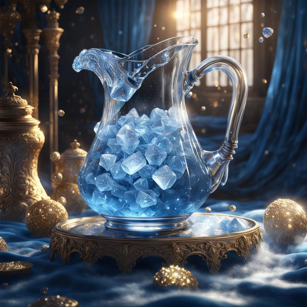 Quartz Crystal and Antique Jug in Detailed Matte Painting