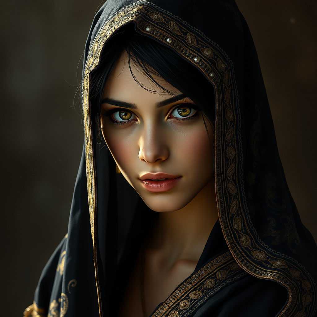 Beautiful Arab Woman Portrait in Hyperdetailed Style