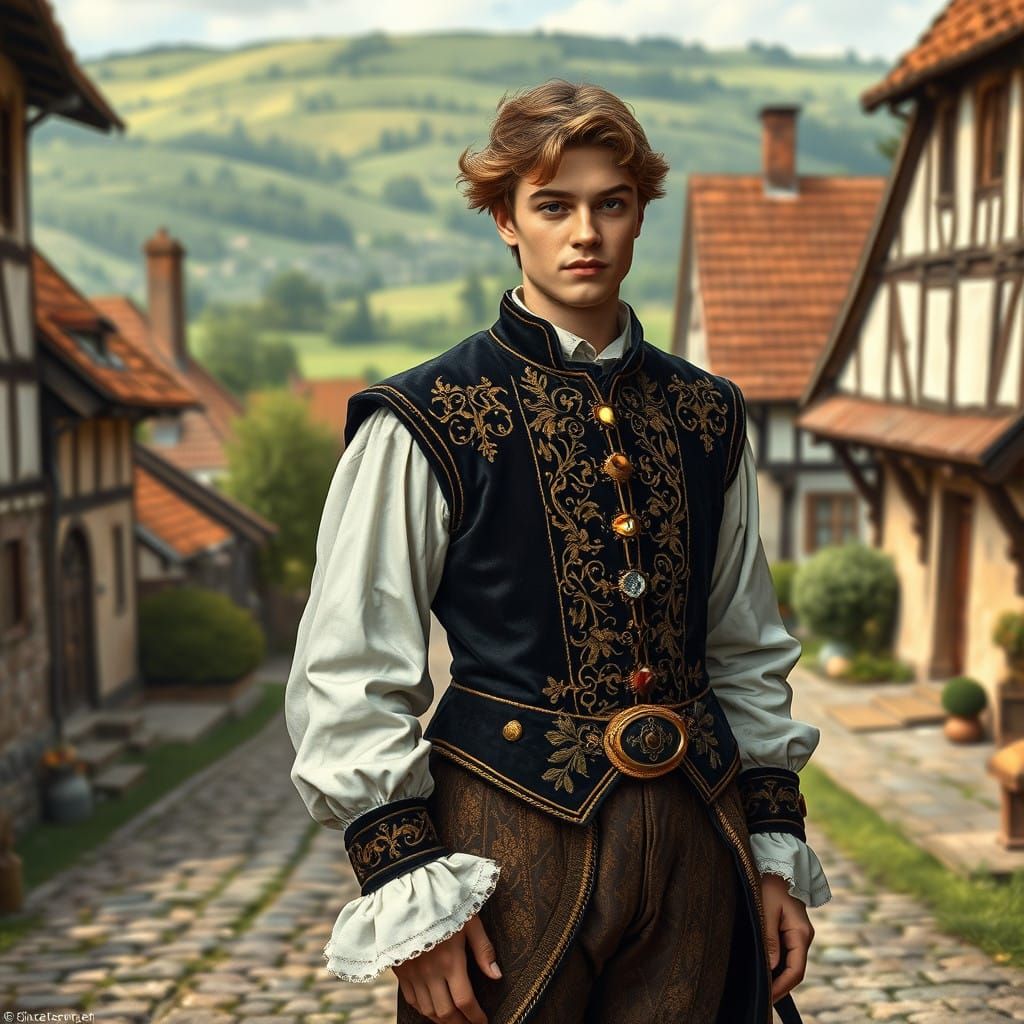 Dashing Prince from 16th Century Germany in Renaissance Atti...