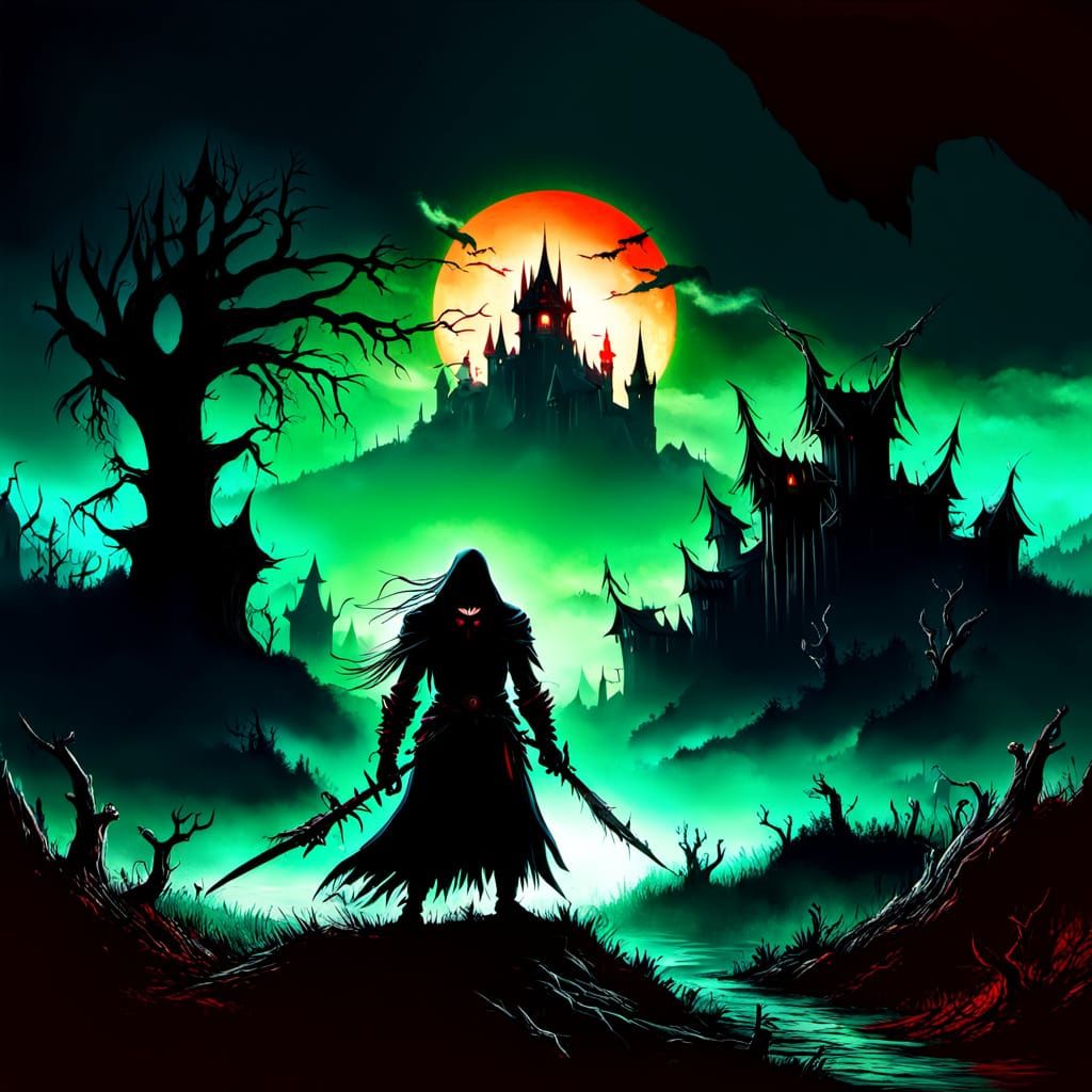 Dark Fantasy Shadowmancer Attacks Village