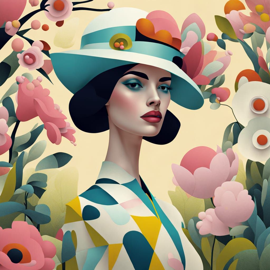 Stylized Abstract Portrait of Spring in 3D