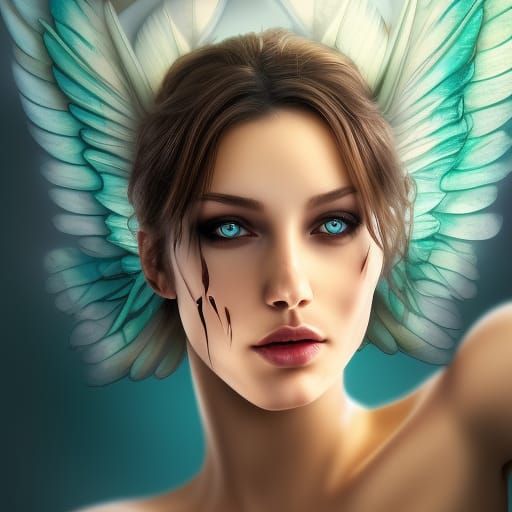 Beautiful Angel in Hyperrealistic Splash Art Style