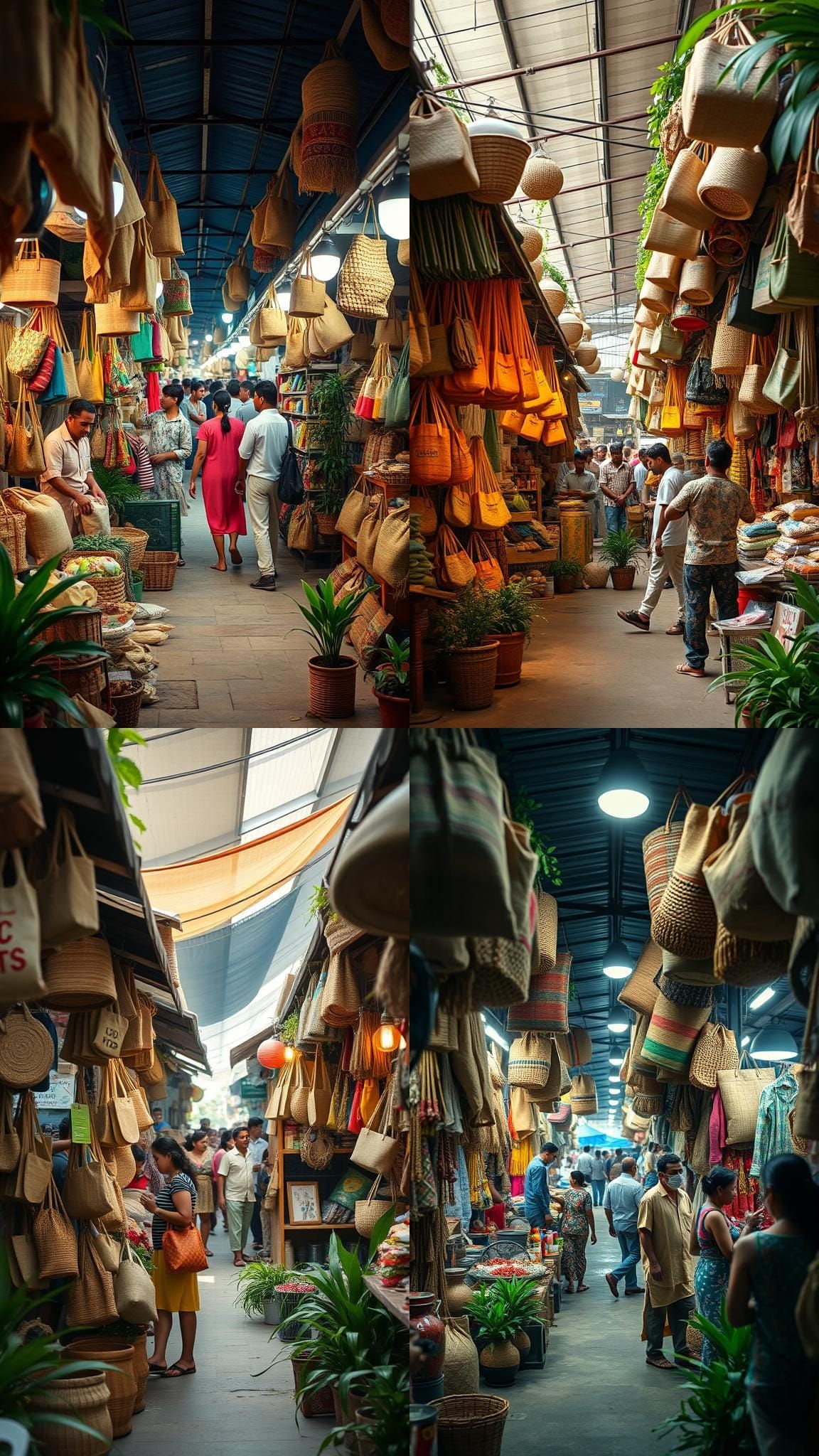 Bustling Marketplace of Jute Products