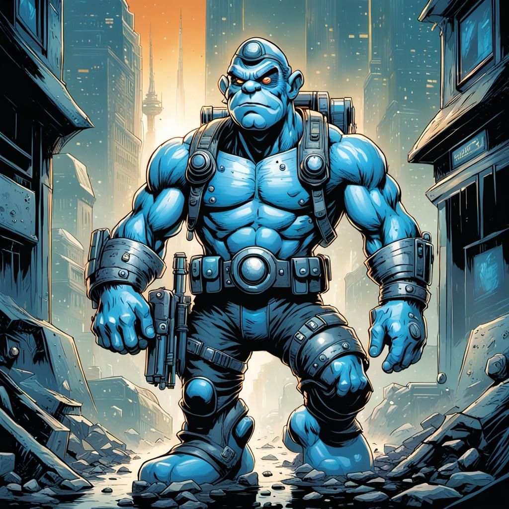 Cyborg Smurf Comic Book Art