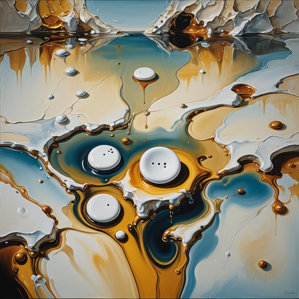 Surreal Floating Button in Dreamlike Oil Painting