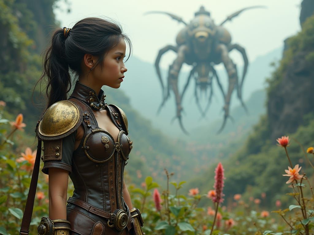 Steampunk Warrior Guarding Toxic Wasteland