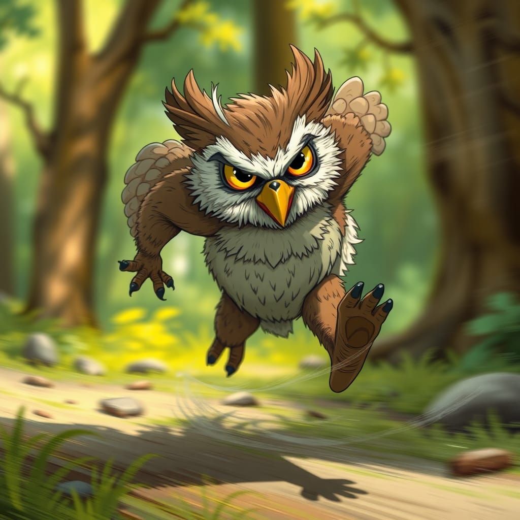 Fast Owlbear Runs at Super Speed