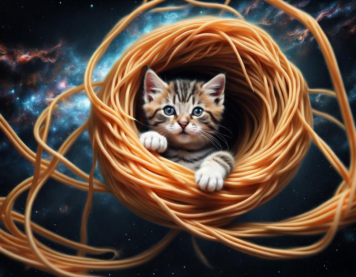 Kitten Becomes Spaghetti Approaching Black Hole