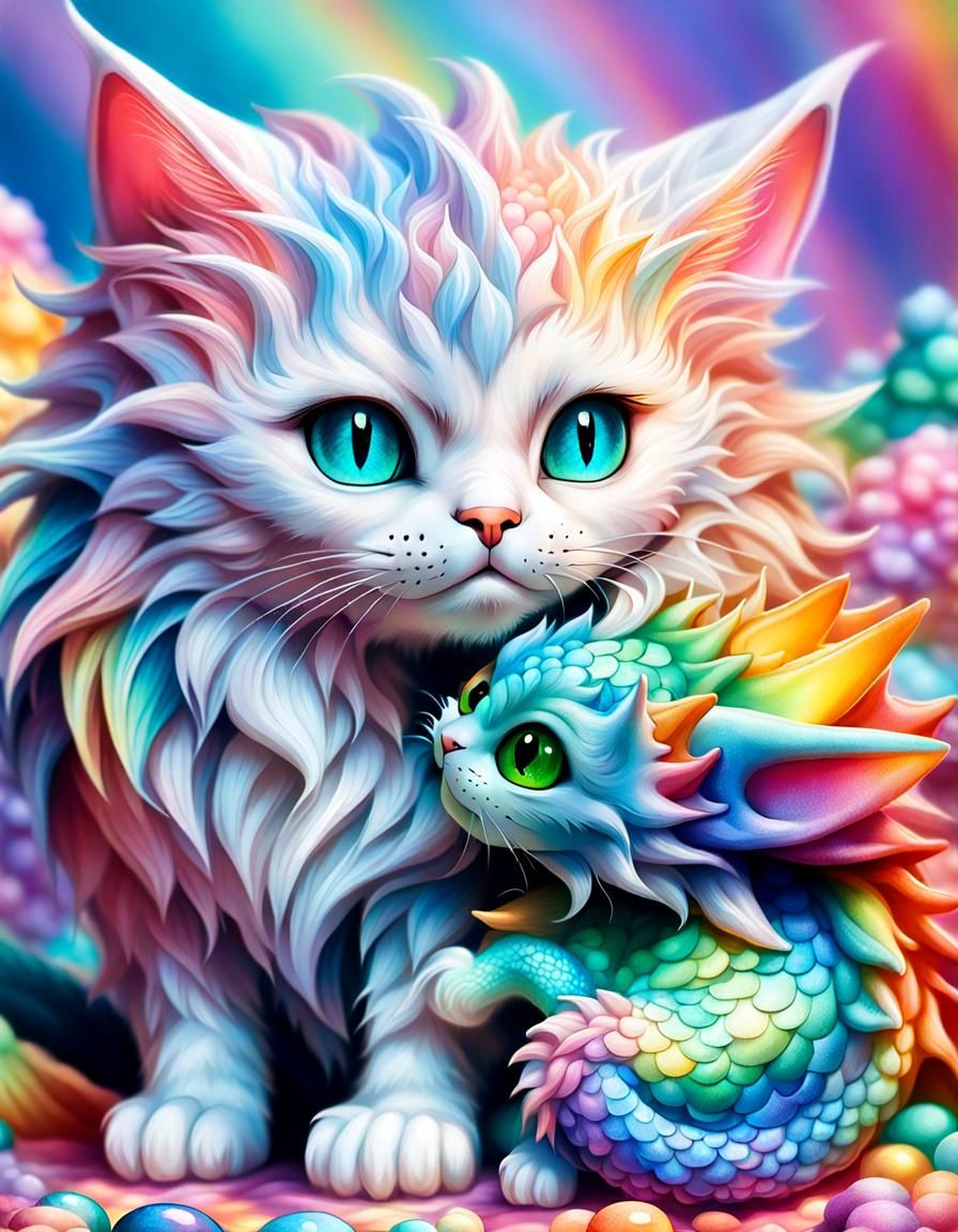 Fantasy Cat & Baby Cat/Dragon
