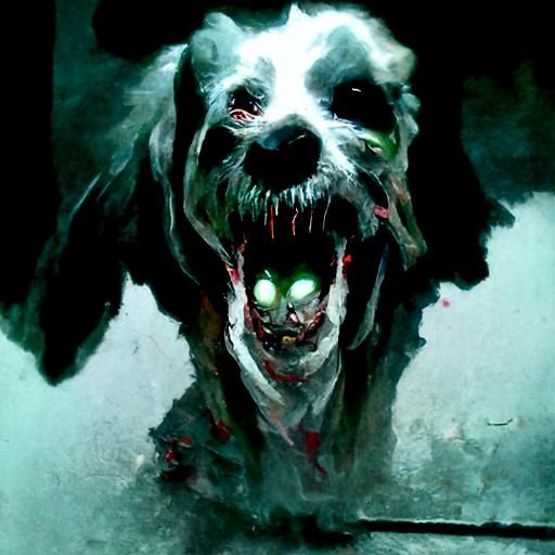 Sinister Zombie Dog in Dark Fantasy Style