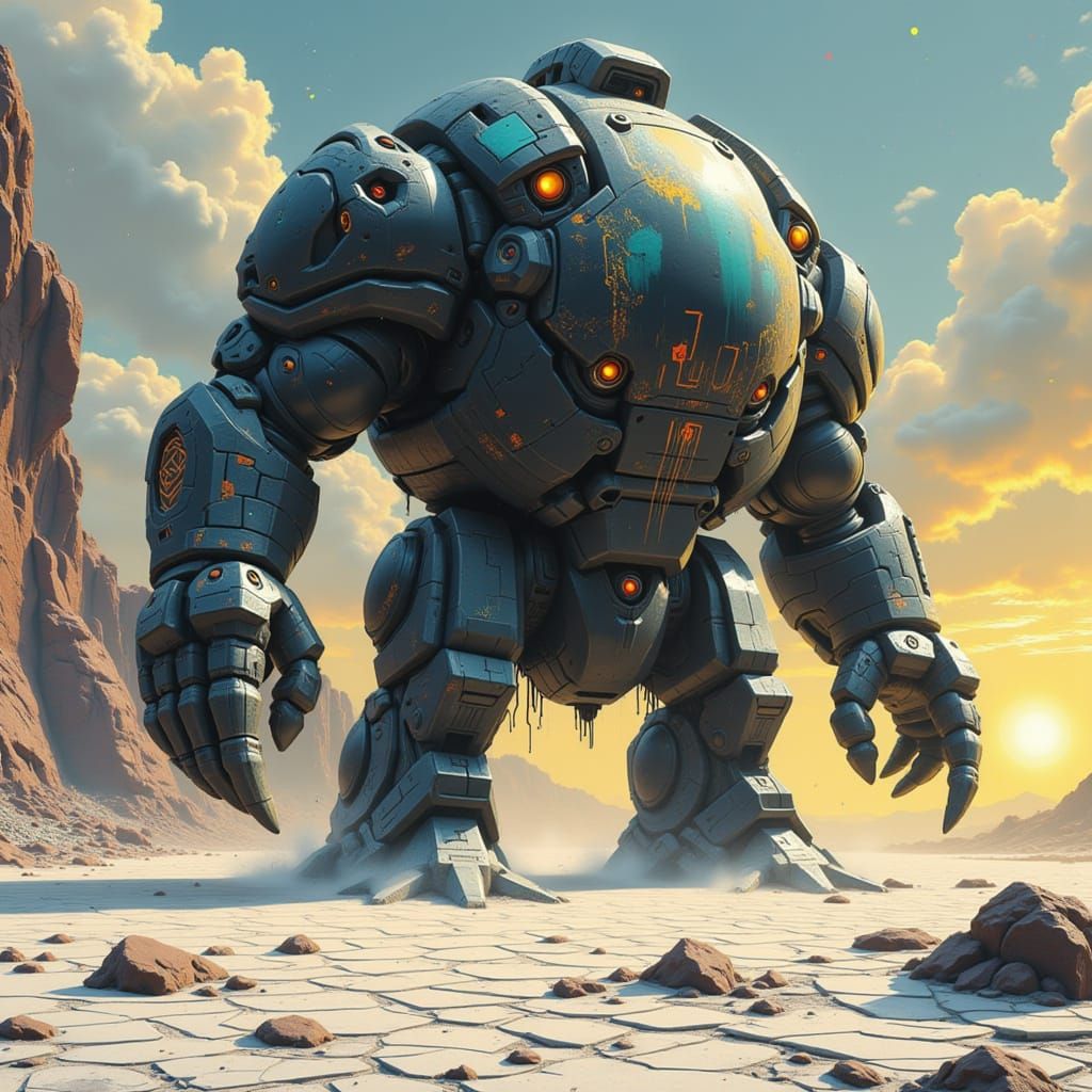 Mystical Obsidian Golem Erupts from Desert Salt Lake