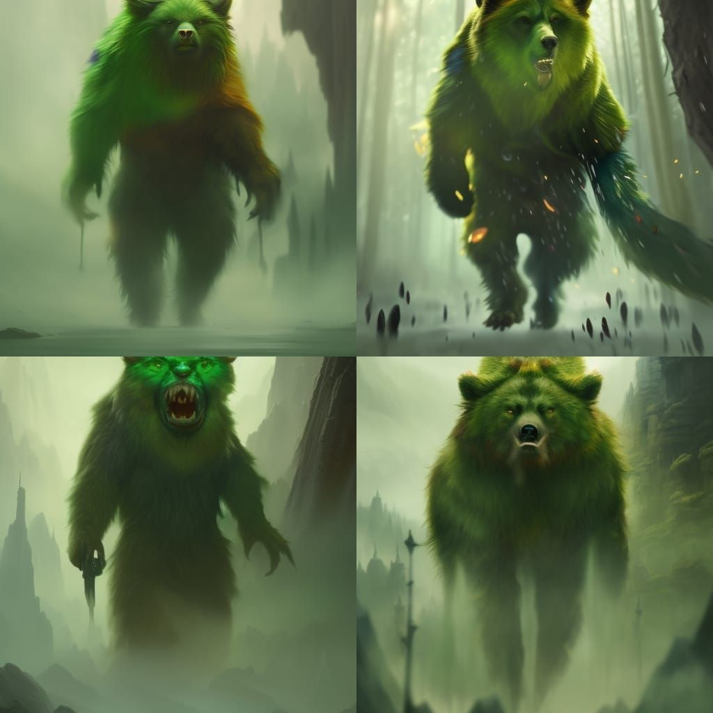 Magical Green Bear in Harry Potter Style