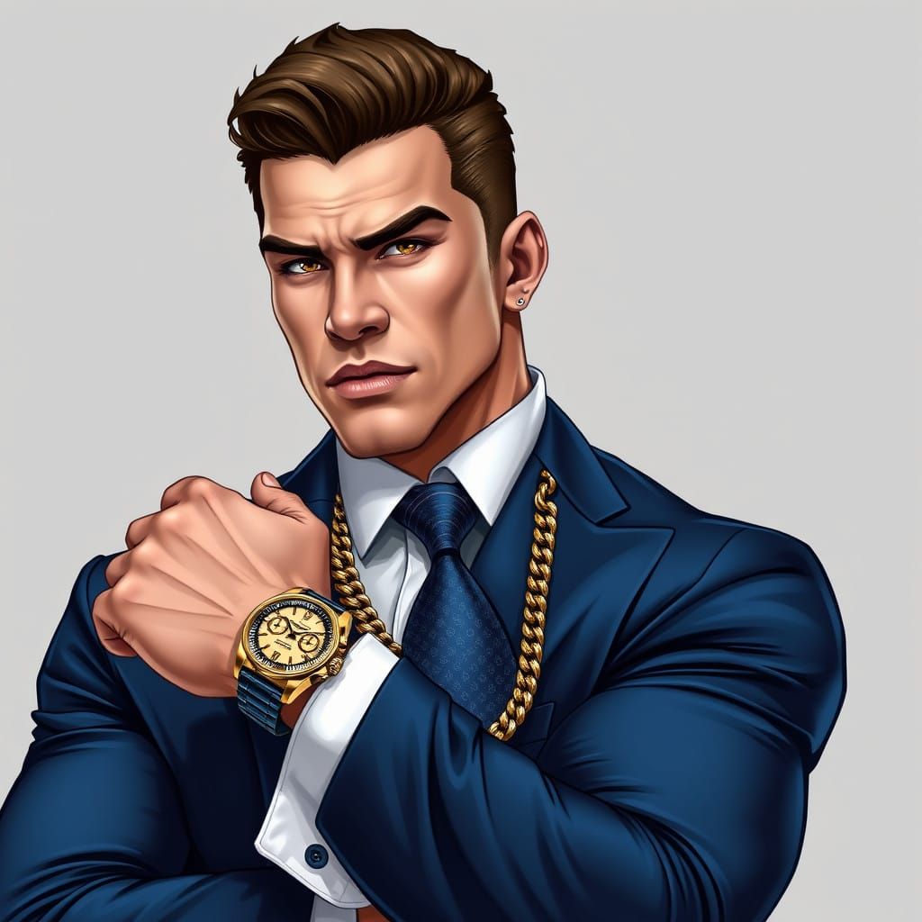 Glamorous Future Executive in Navy Suit