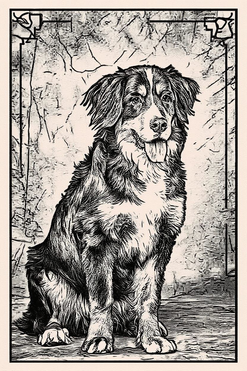 Intricate Hand-Drawn Woman in Linear Illustration