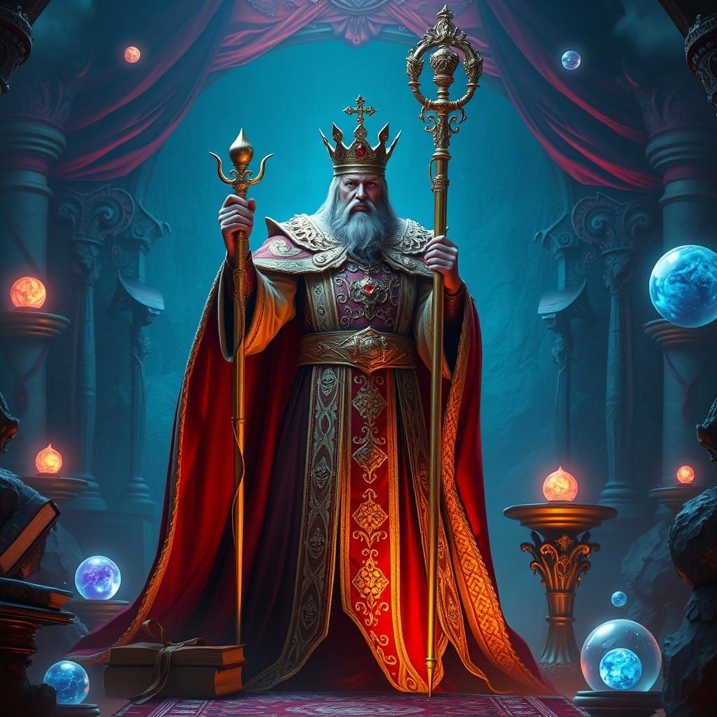 Regal Monarch in Opulent Fantasy Realm