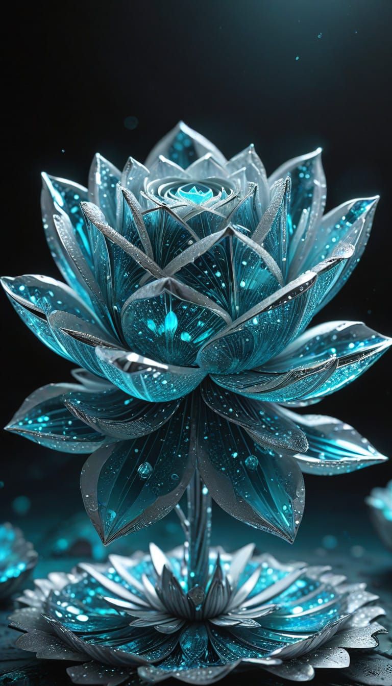 Awe-Inspiring Crystal Lotus-Rose in Golden Light